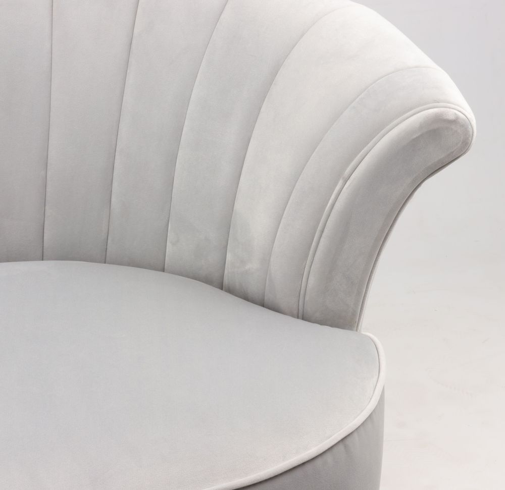 Armchairs - Swan Grey Armchair - Compact and Swivel Velvet Design - JP2B DECORATION