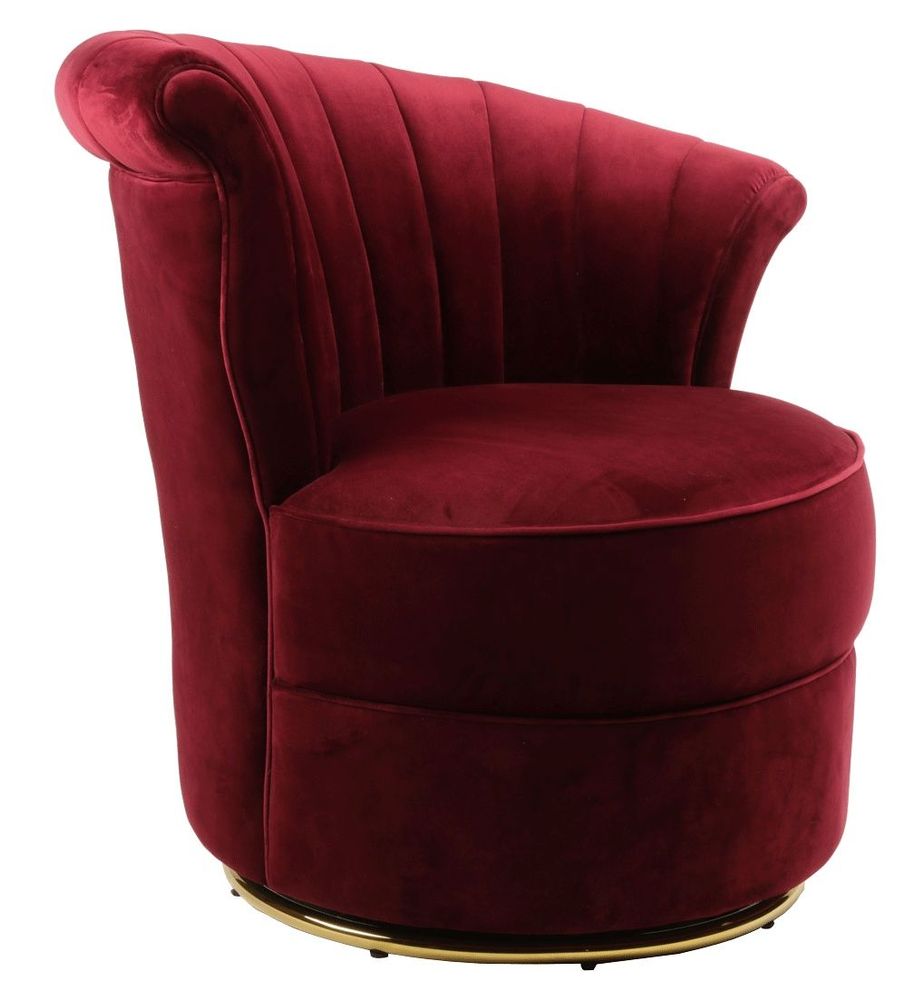 Fauteuils - Fauteuil Velours Rouge - Design compact et pivotant - JP2B DECORATION