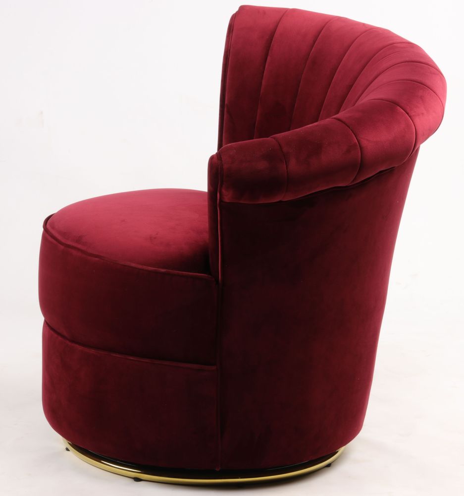 Fauteuils - Fauteuil Velours Rouge - Design compact et pivotant - JP2B DECORATION