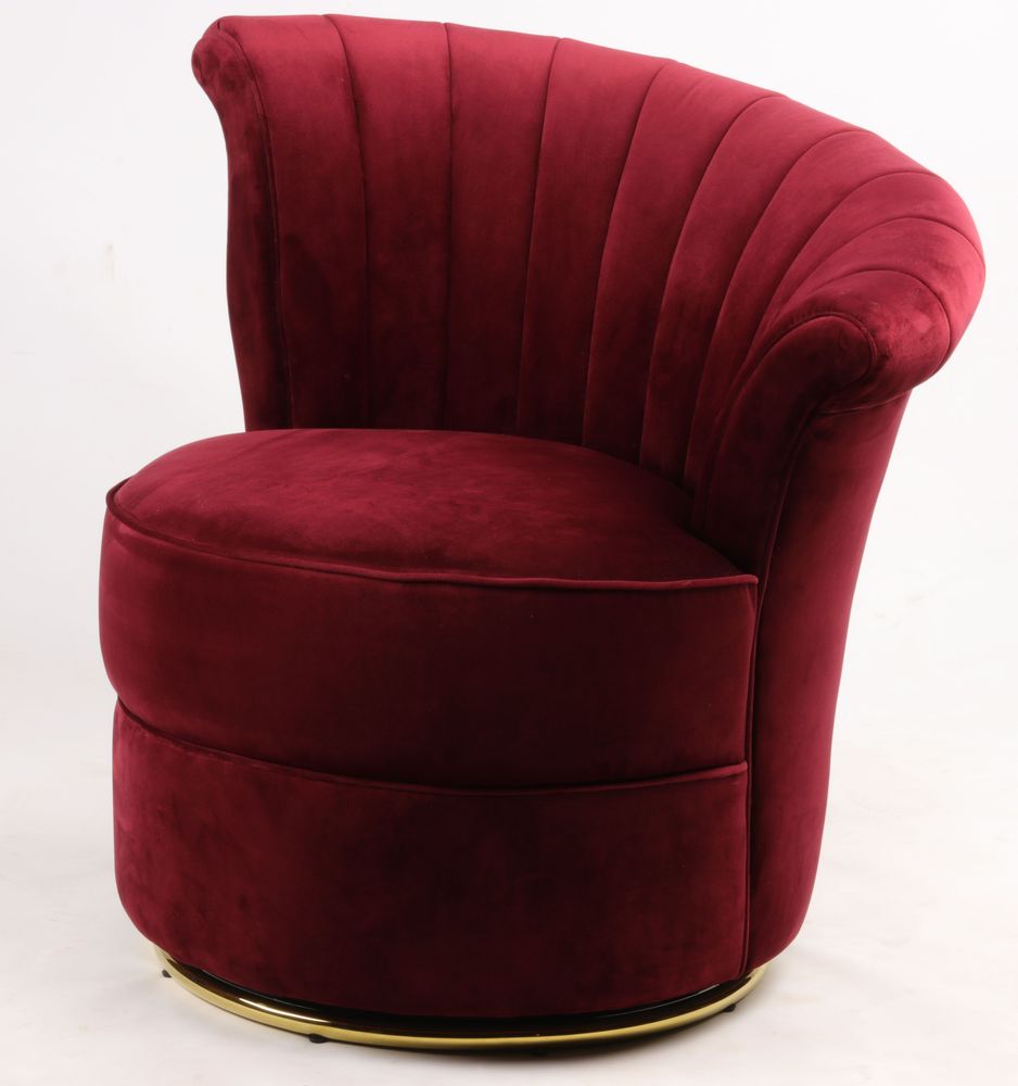Fauteuils - Fauteuil Velours Rouge - Design compact et pivotant - JP2B DECORATION