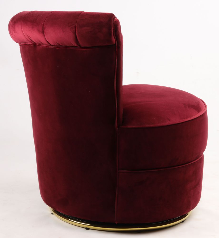 Fauteuils - Fauteuil Velours Rouge - Design compact et pivotant - JP2B DECORATION