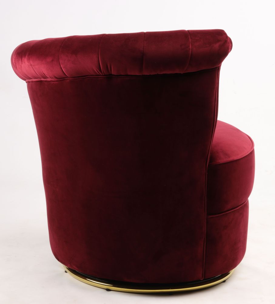 Fauteuils - Fauteuil Velours Rouge - Design compact et pivotant - JP2B DECORATION