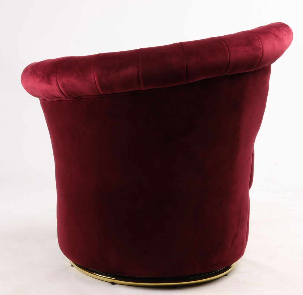 Fauteuils - Fauteuil Velours Rouge - Design compact et pivotant - JP2B DECORATION