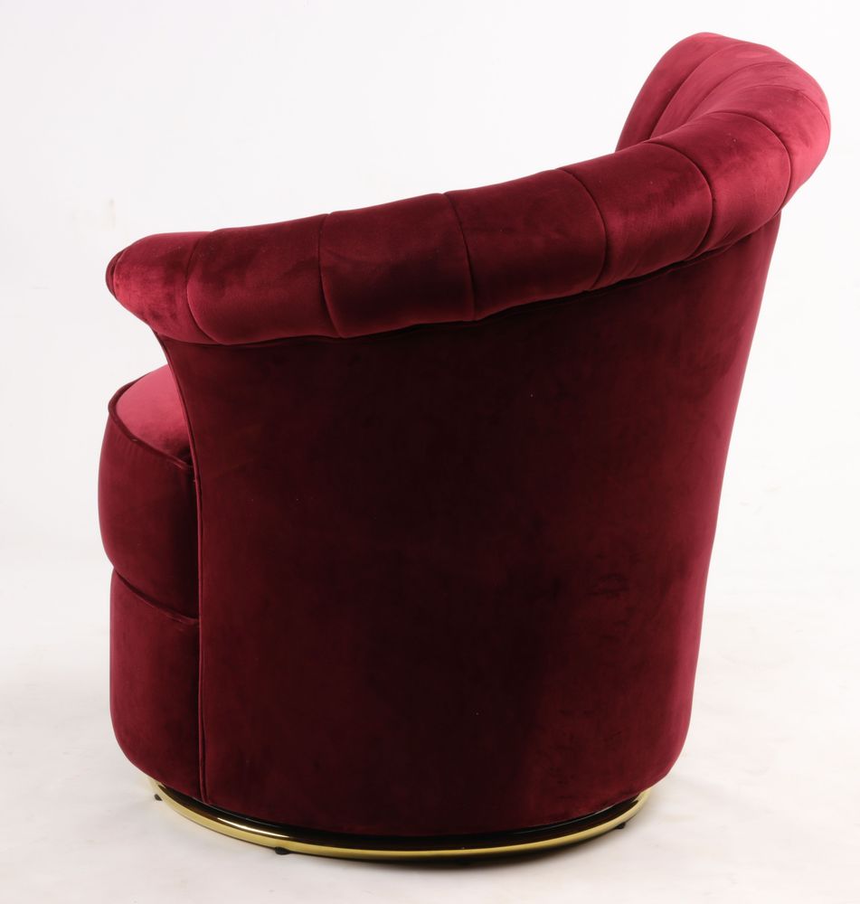 Fauteuils - Fauteuil Velours Rouge - Design compact et pivotant - JP2B DECORATION