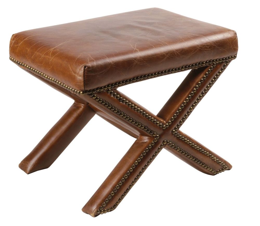 Stools - X Leather Stool - Elegance and Comfort for Your Interior - JP2B DECORATION