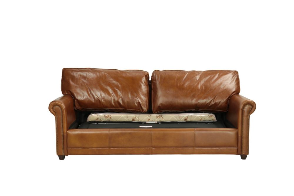 Armchairs - Oregon Sofa Bed in Havana leather, convertible and elegant - JP2B DECORATION