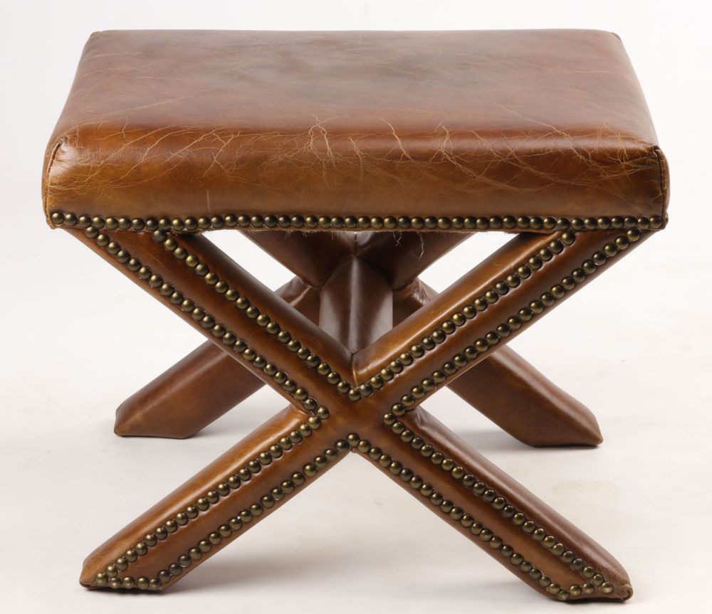 Stools - X Leather Stool - Elegance and Comfort for Your Interior - JP2B DECORATION