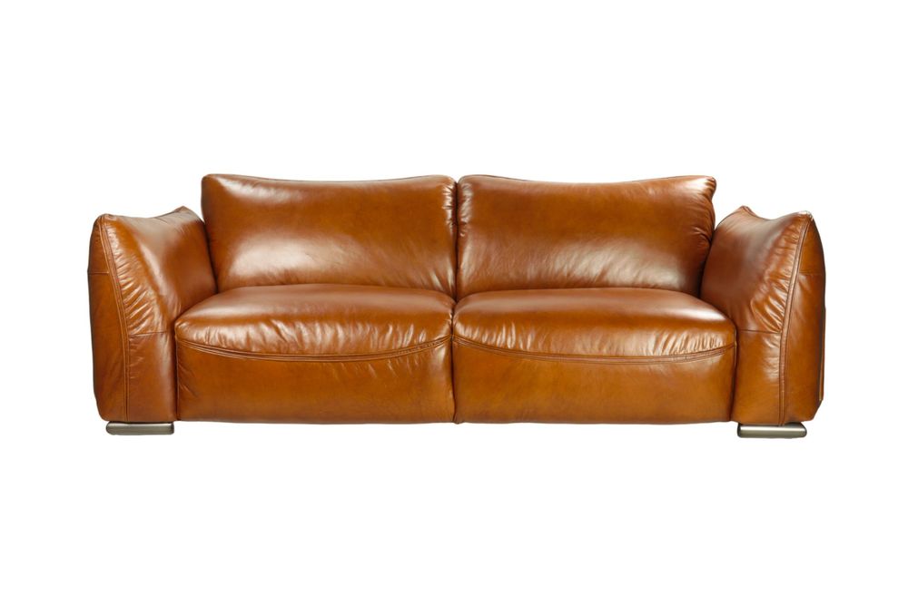 Armchairs - Wheter Sofa in Havana Leather, 3-Seater, Robust and Elegant Design - JP2B DECORATION