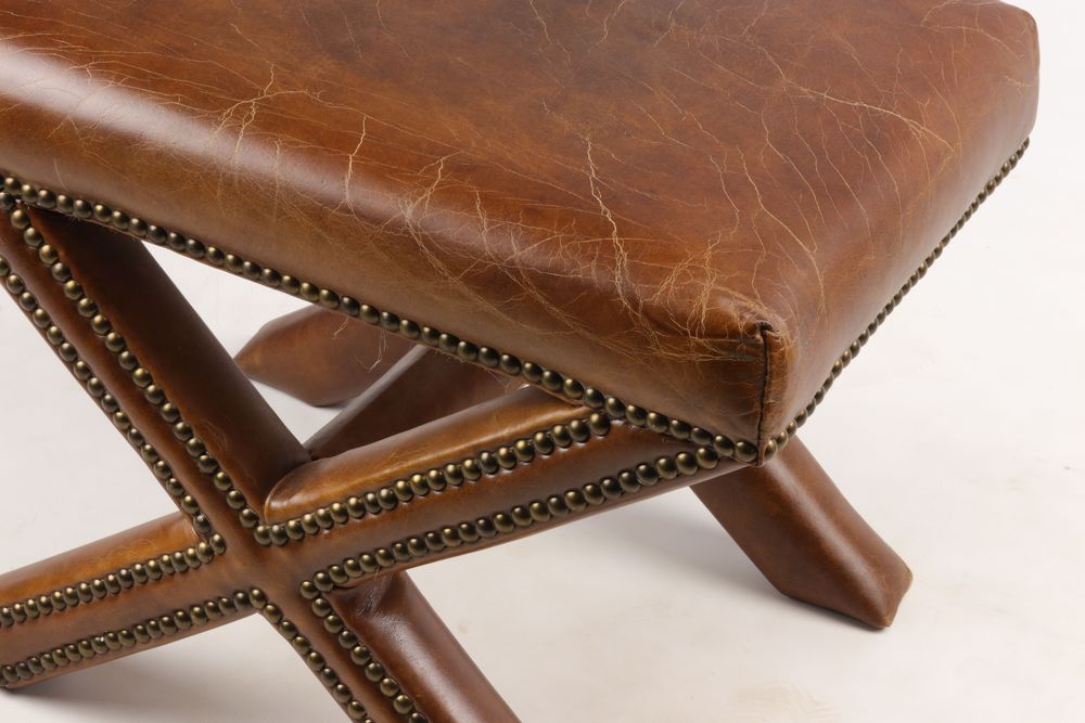 Stools - X Leather Stool - Elegance and Comfort for Your Interior - JP2B DECORATION
