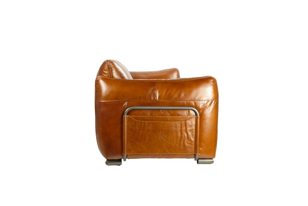 Armchairs - Wheter Sofa in Havana Leather, 3-Seater, Robust and Elegant Design - JP2B DECORATION