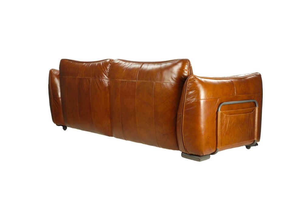 Armchairs - Wheter Sofa in Havana Leather, 3-Seater, Robust and Elegant Design - JP2B DECORATION