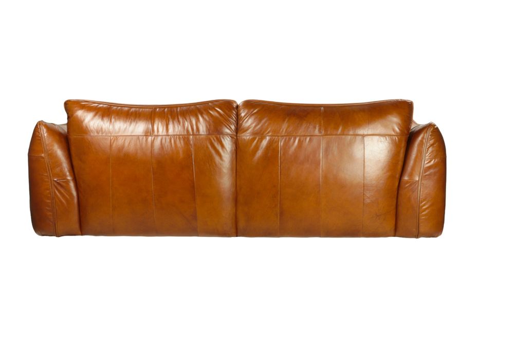 Armchairs - Wheter Sofa in Havana Leather, 3-Seater, Robust and Elegant Design - JP2B DECORATION