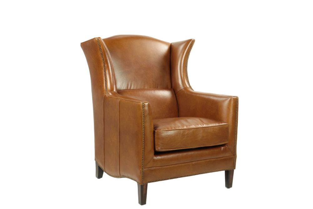 Fauteuils - Fauteuil Palmiers cuir Havana, design élégant et confortable - JP2B DECORATION
