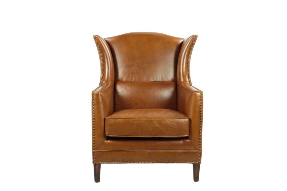 Fauteuils - Fauteuil Palmiers cuir Havana, design élégant et confortable - JP2B DECORATION