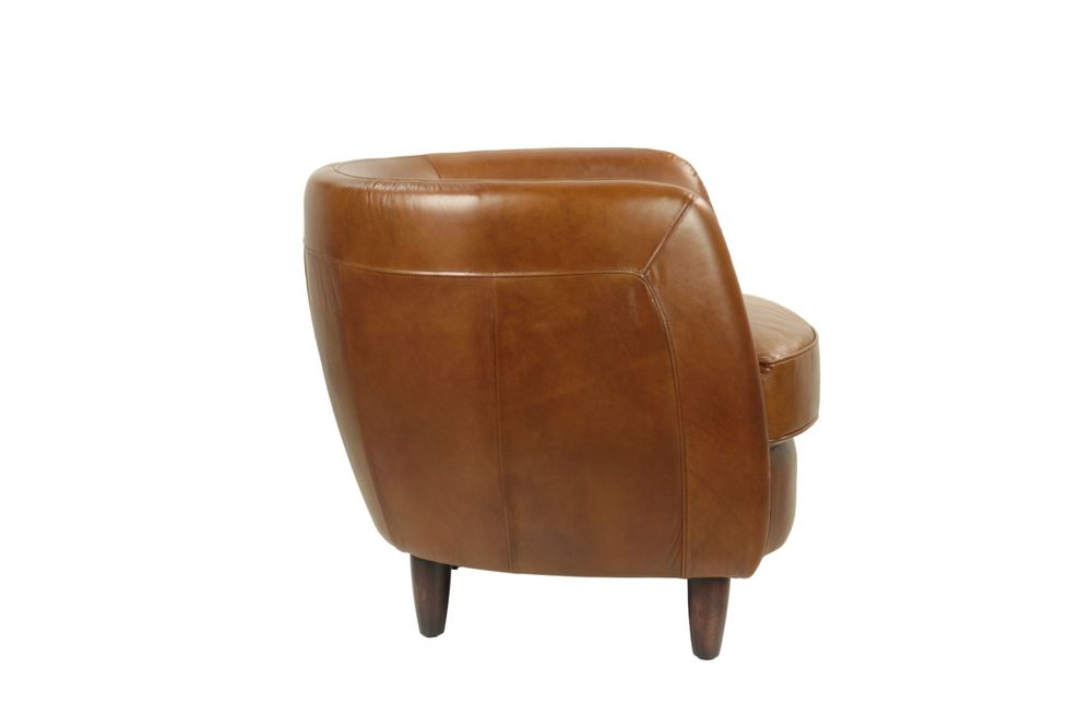Armchairs - Roly Armchair in Havana Leather, compact and refined - JP2B DECORATION