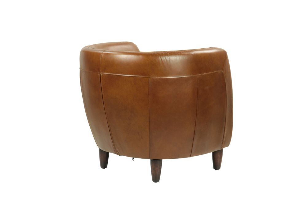 Armchairs - Roly Armchair in Havana Leather, compact and refined - JP2B DECORATION