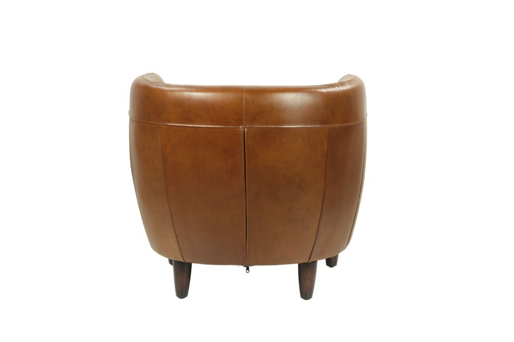 Armchairs - Roly Armchair in Havana Leather, compact and refined - JP2B DECORATION