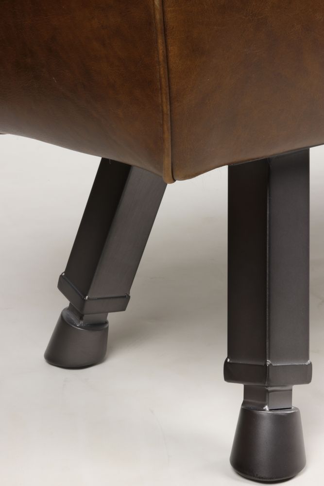 Stools - Billy Elliot 3-seater bench in genuine leather, vintage gym horse style - JP2B DECORATION