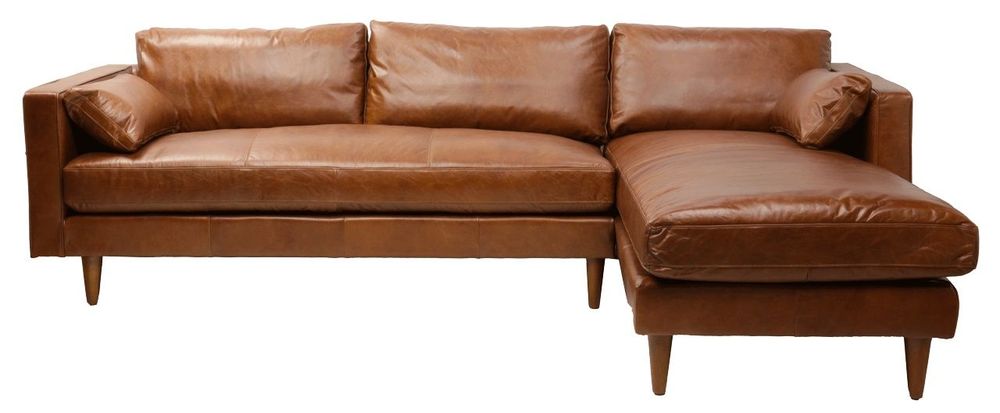 Sofas - Midwood sectional sofa in genuine leather, warm and spacious ambiance - JP2B DECORATION