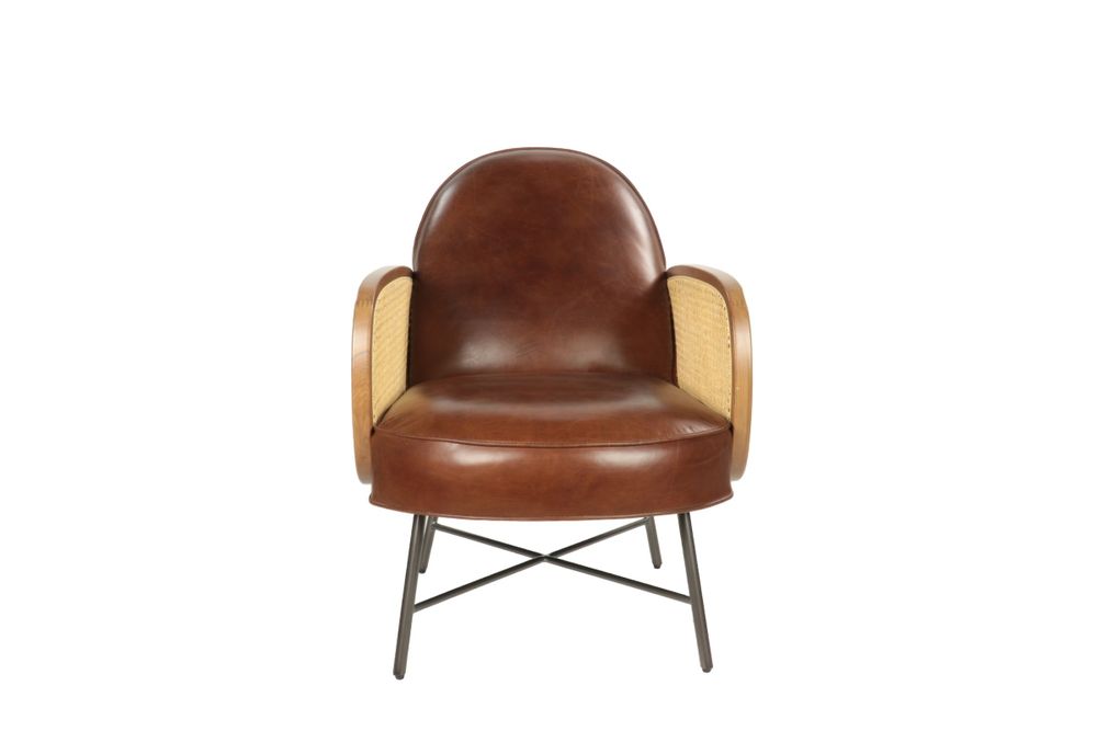 Fauteuils - Fauteuil en cuir et métal, design moderne, assise confortable - JP2B DECORATION