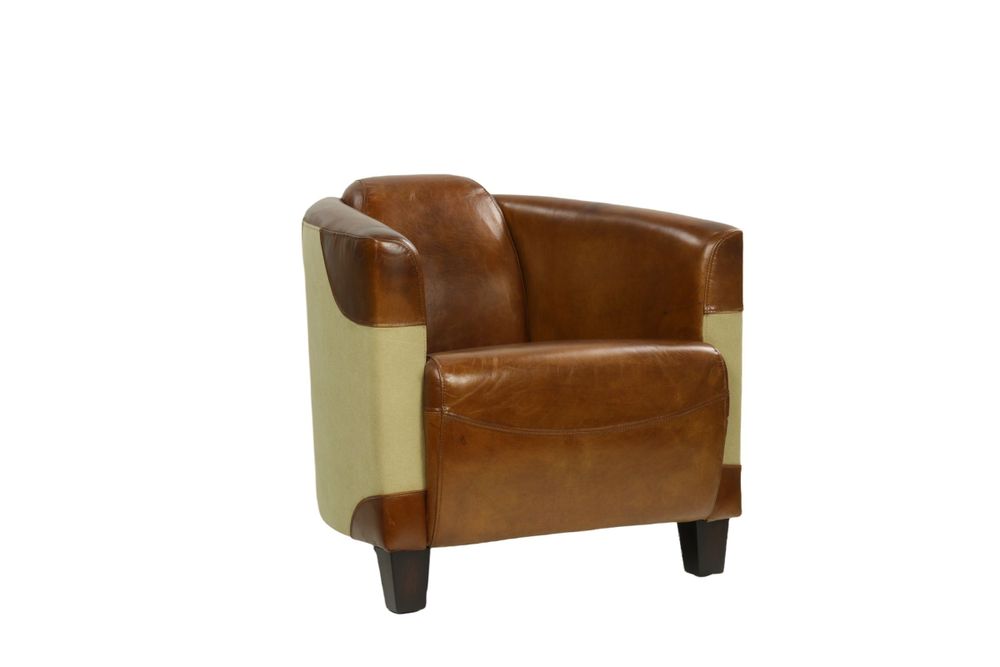 Armchairs - L'élégant armchair in genuine leather and jute, vintage chic design - JP2B DECORATION
