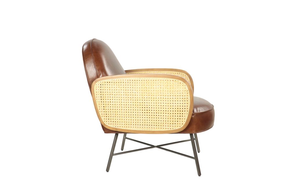 Fauteuils - Fauteuil en cuir et métal, design moderne, assise confortable - JP2B DECORATION
