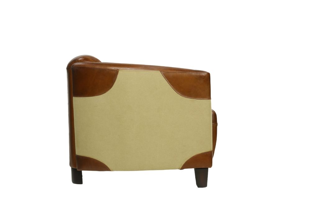 Armchairs - L'élégant armchair in genuine leather and jute, vintage chic design - JP2B DECORATION