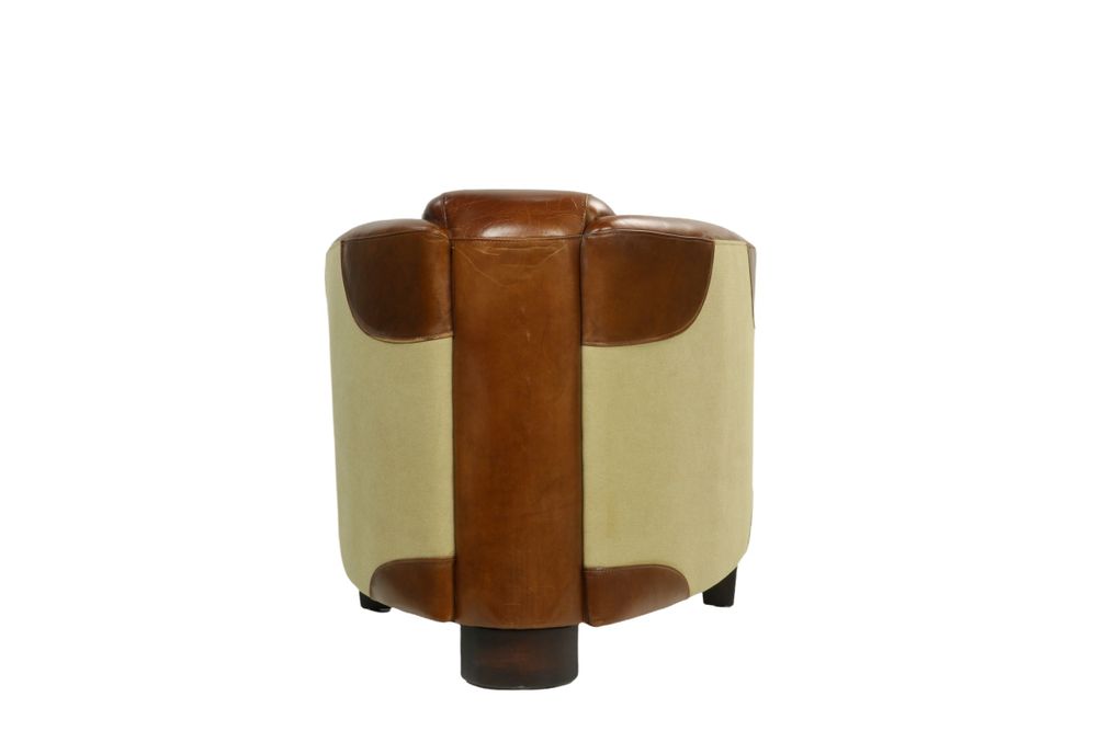 Armchairs - L'élégant armchair in genuine leather and jute, vintage chic design - JP2B DECORATION