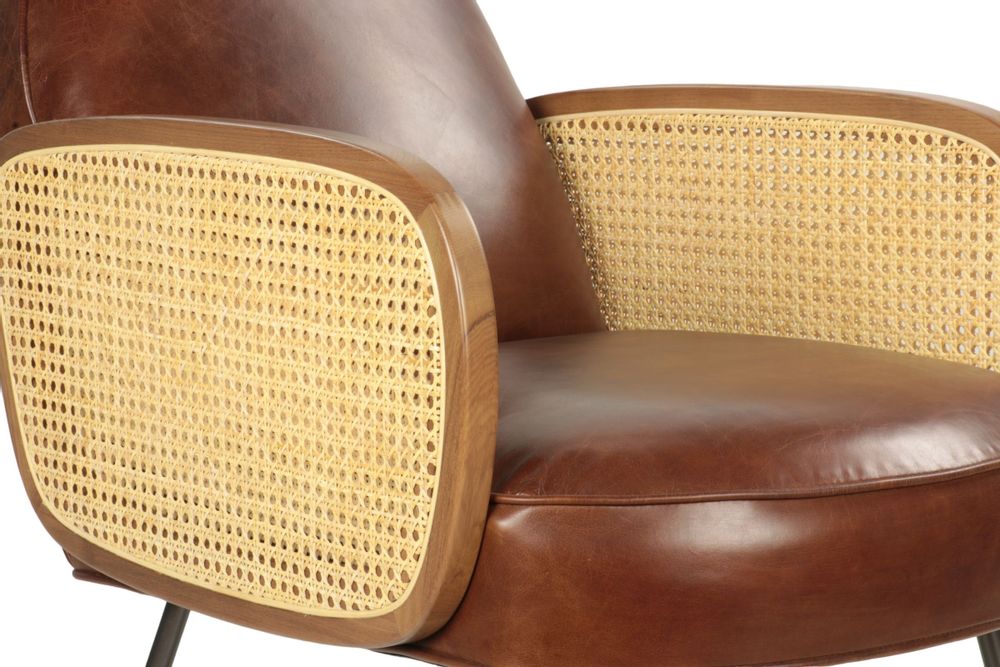 Fauteuils - Fauteuil en cuir et métal, design moderne, assise confortable - JP2B DECORATION