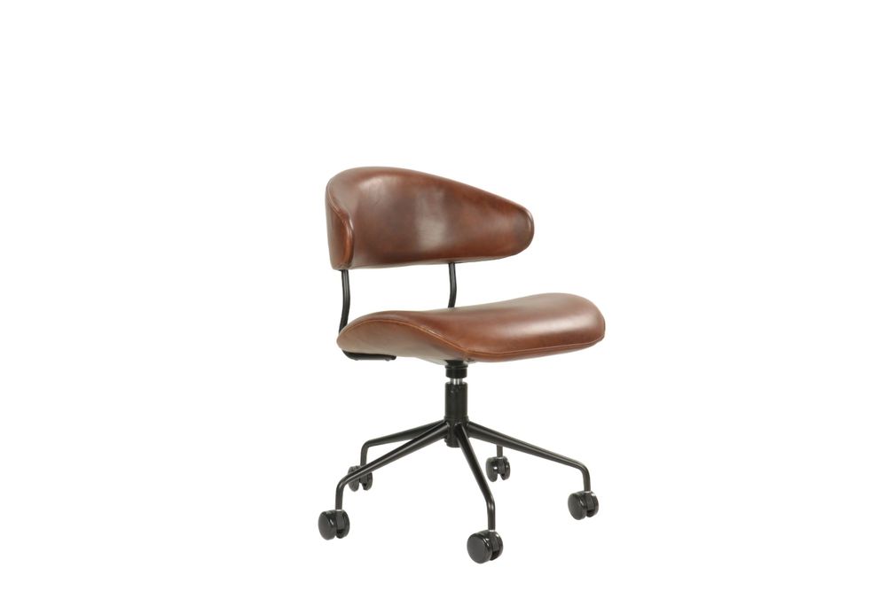 Armchairs - Leather and metal swivel chair, modern design, ergonomic seating - JP2B DECORATION
