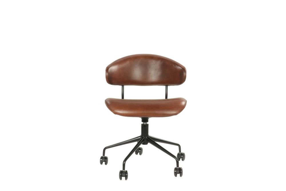 Armchairs - Leather and metal swivel chair, modern design, ergonomic seating - JP2B DECORATION