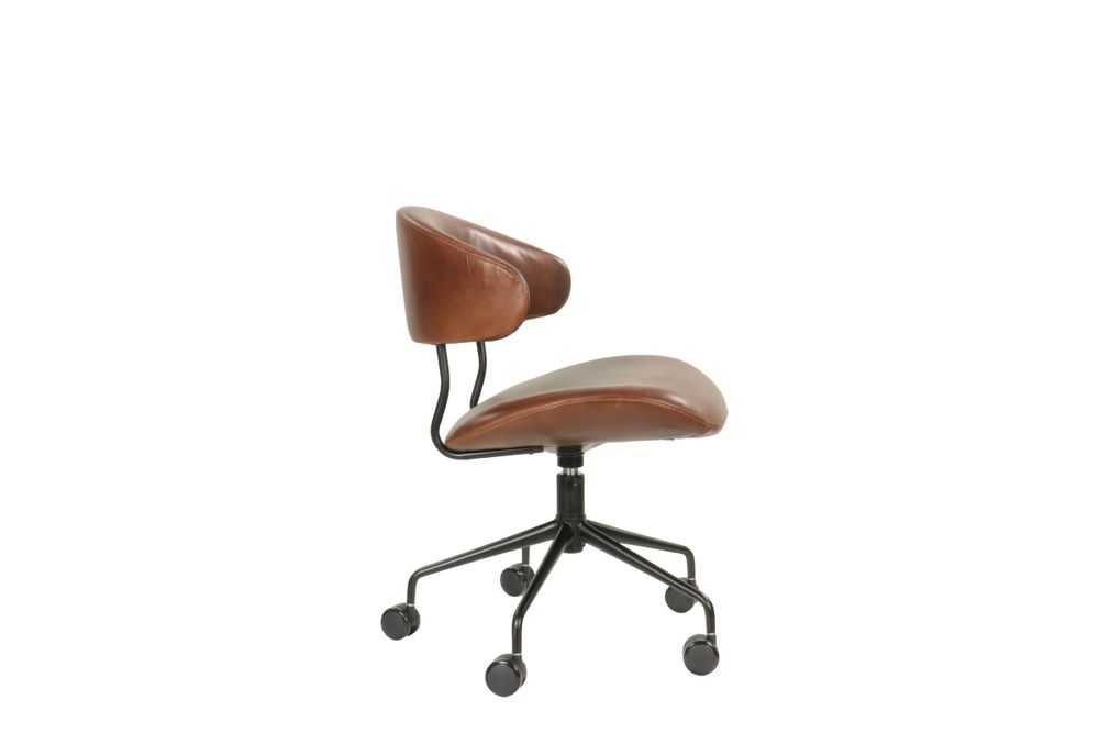 Armchairs - Leather and metal swivel chair, modern design, ergonomic seating - JP2B DECORATION