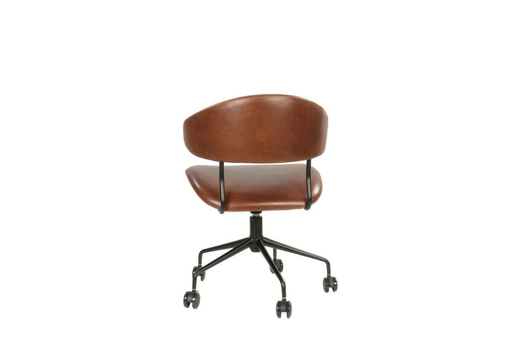 Armchairs - Leather and metal swivel chair, modern design, ergonomic seating - JP2B DECORATION
