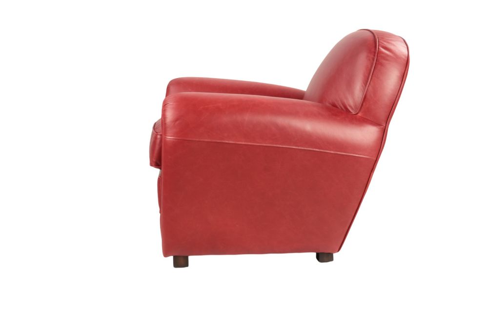 Fauteuils - Fauteuil Club en cuir rouge, design indémodable, dossier rond - JP2B DECORATION
