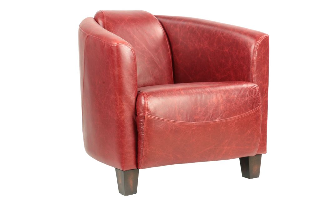 Fauteuils - Fauteuil Georgio en cuir rouge, design épuré, compact et élégant - JP2B DECORATION