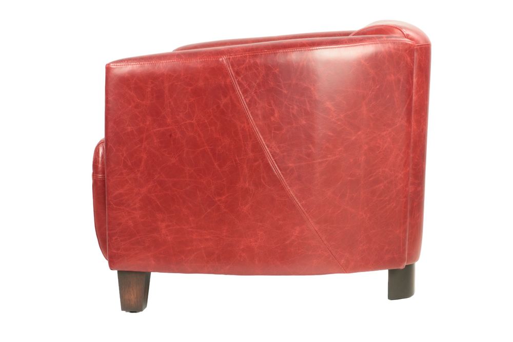 Fauteuils - Fauteuil Georgio en cuir rouge, design épuré, compact et élégant - JP2B DECORATION