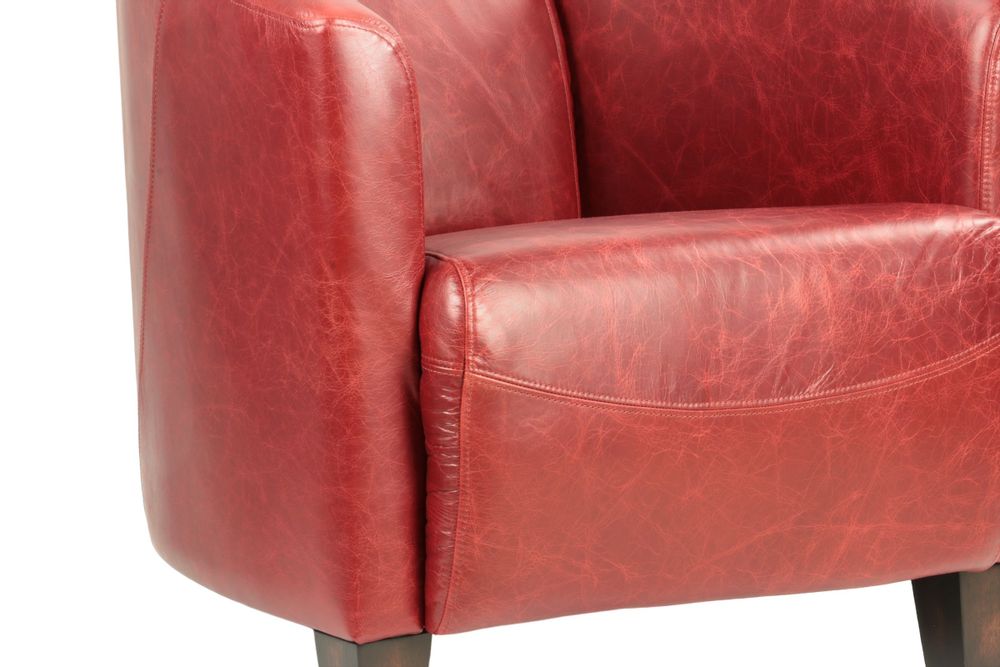 Fauteuils - Fauteuil Georgio en cuir rouge, design épuré, compact et élégant - JP2B DECORATION