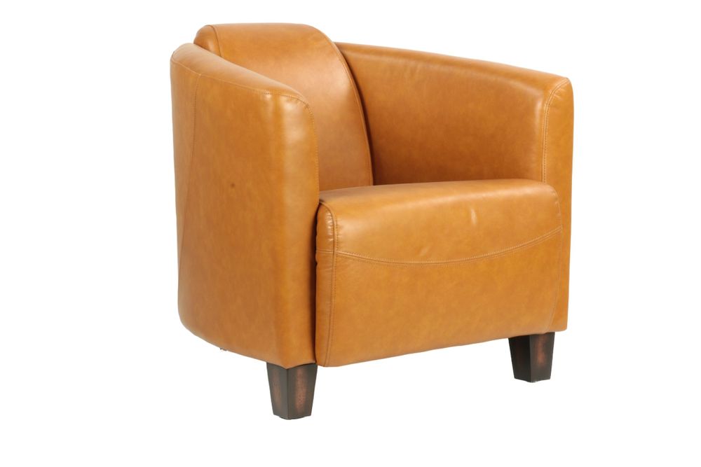 Fauteuils - Fauteuil Georgio en cuir tan, design épuré, compact et élégant - JP2B DECORATION