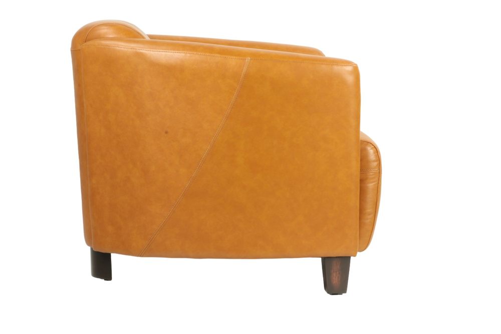 Fauteuils - Fauteuil Georgio en cuir tan, design épuré, compact et élégant - JP2B DECORATION