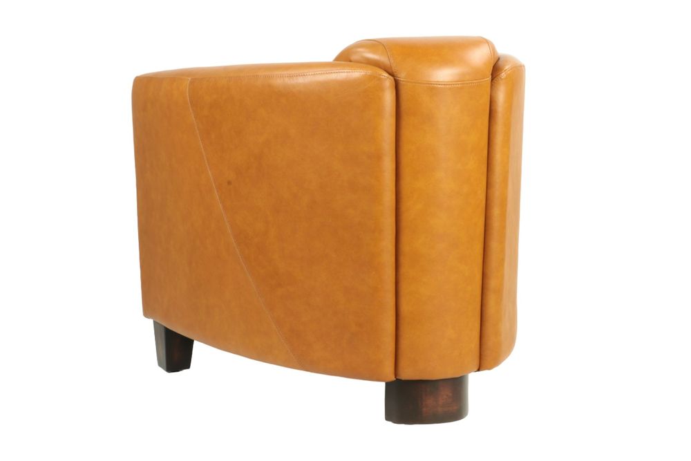 Fauteuils - Fauteuil Georgio en cuir tan, design épuré, compact et élégant - JP2B DECORATION
