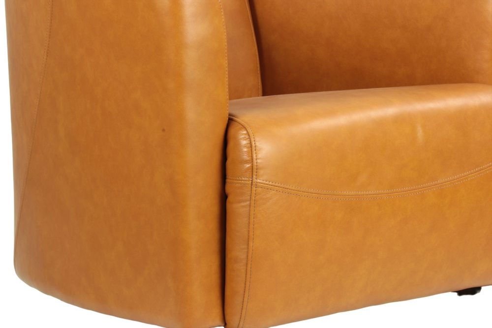 Fauteuils - Fauteuil Georgio en cuir tan, design épuré, compact et élégant - JP2B DECORATION