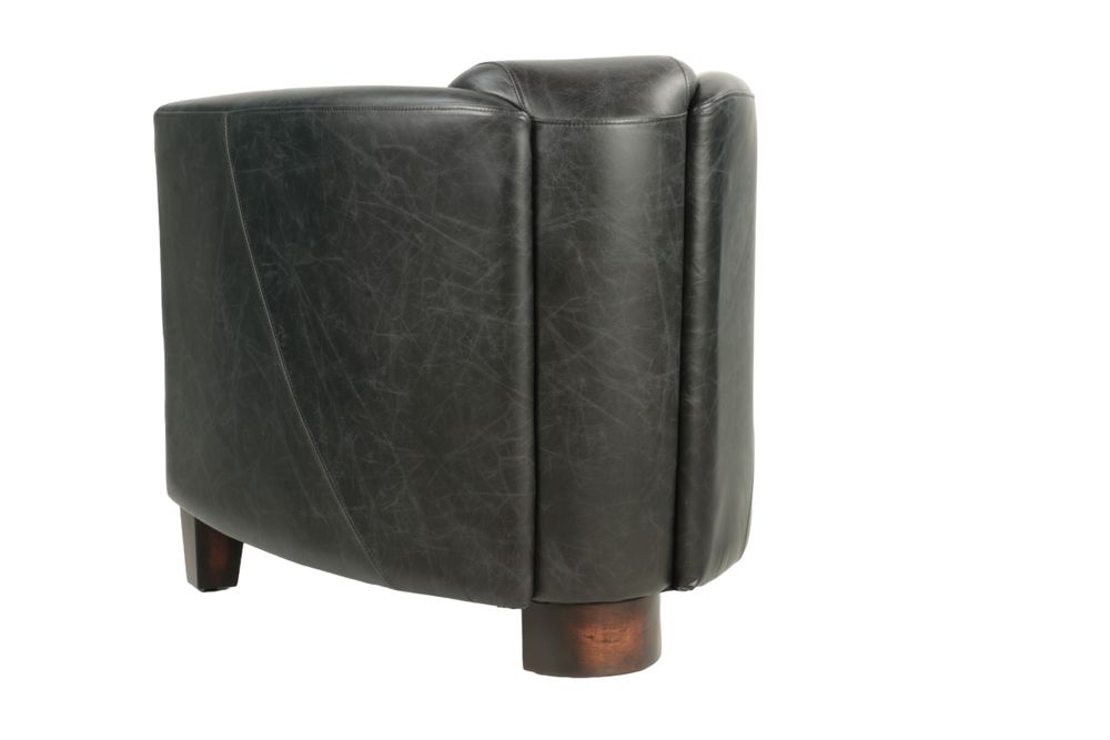 Armchairs - Georgio leather armchair, black, sleek design, compact and elegant - JP2B DECORATION