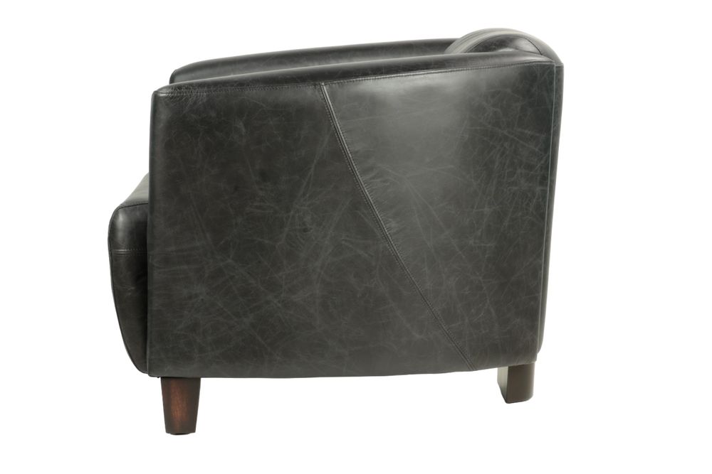 Armchairs - Georgio leather armchair, black, sleek design, compact and elegant - JP2B DECORATION