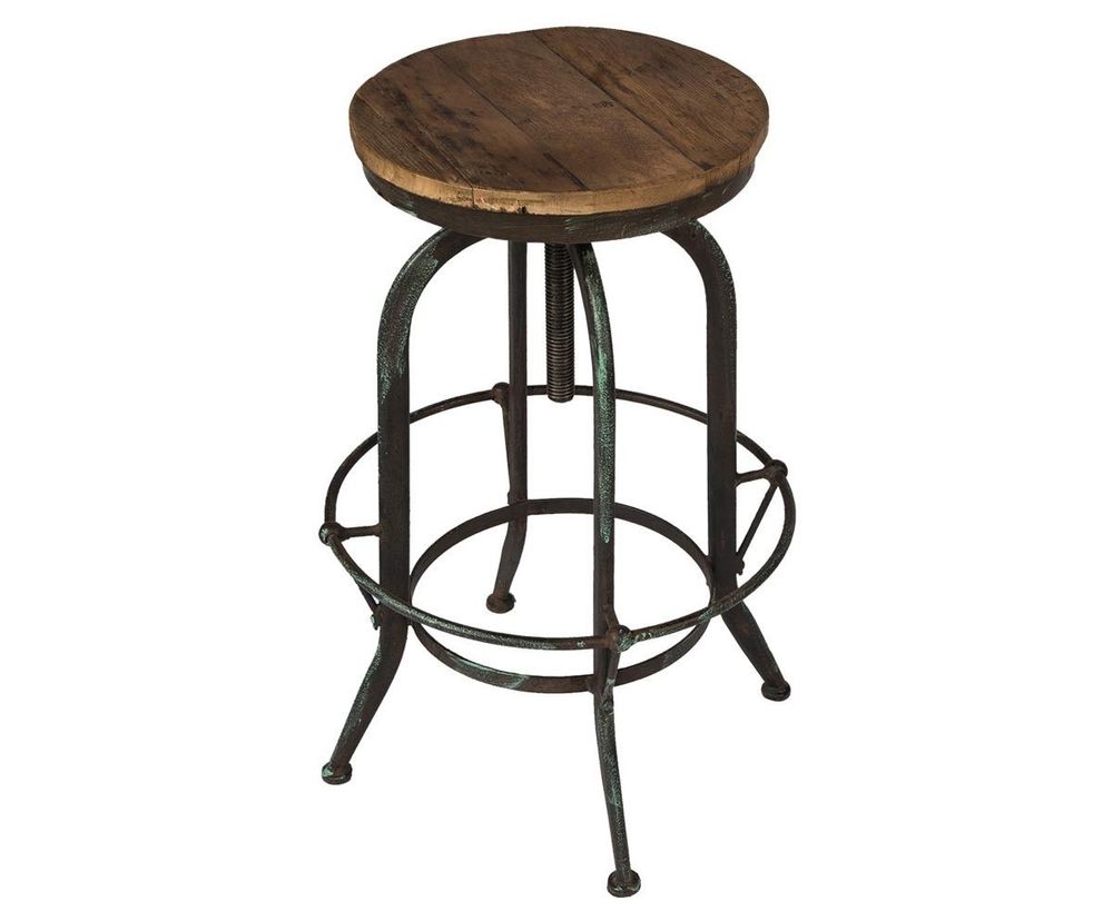 Tabourets - Tabouret de bar en bois et métal, assise réglable, design industriel - JP2B DECORATION