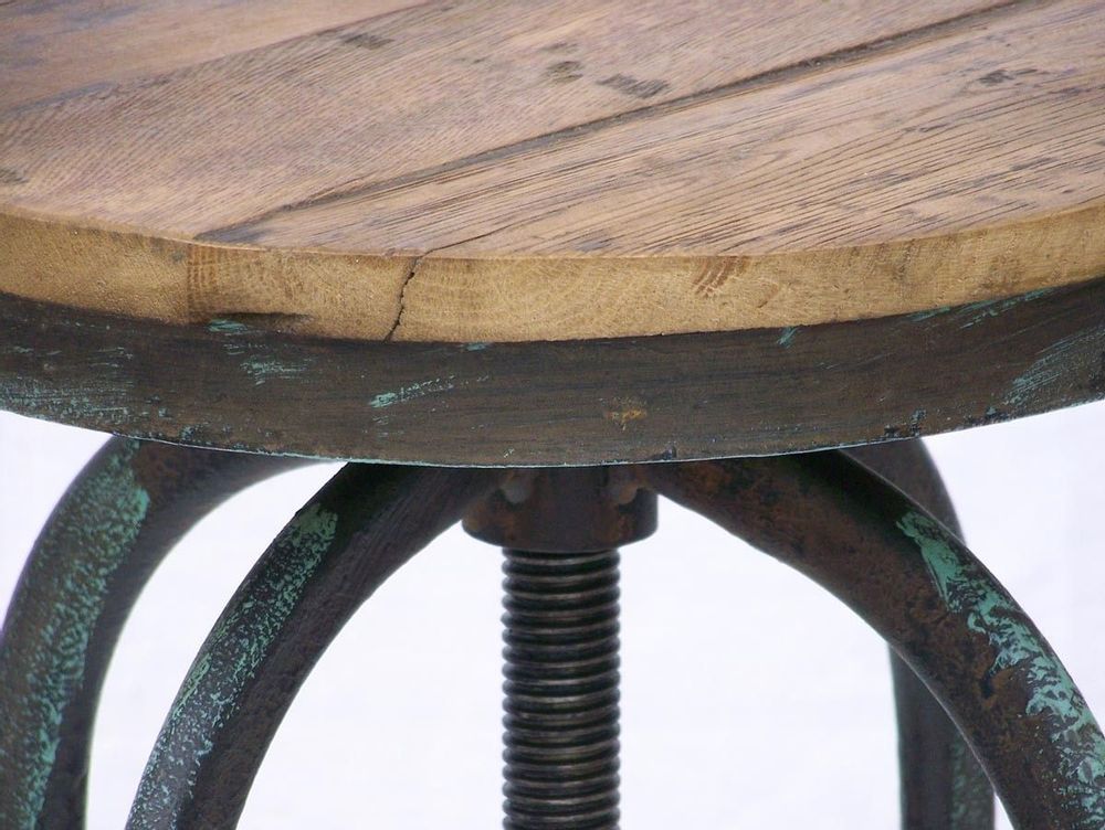 Tabourets - Tabouret de bar en bois et métal, assise réglable, design industriel - JP2B DECORATION