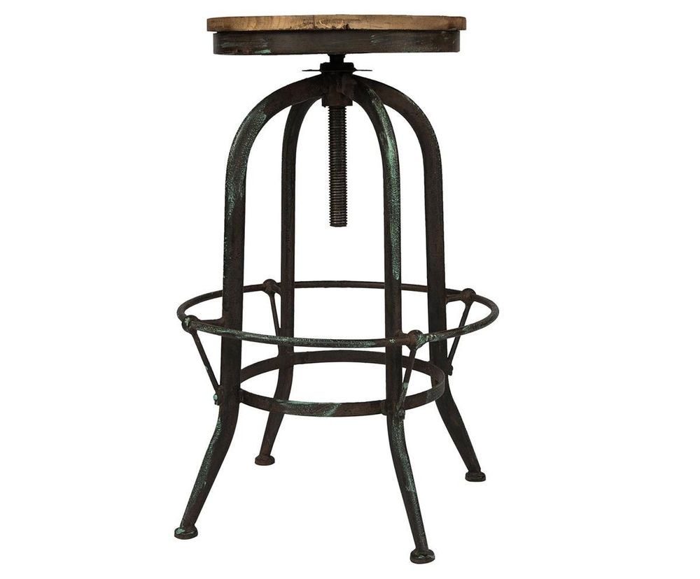Tabourets - Tabouret de bar en bois et métal, assise réglable, design industriel - JP2B DECORATION