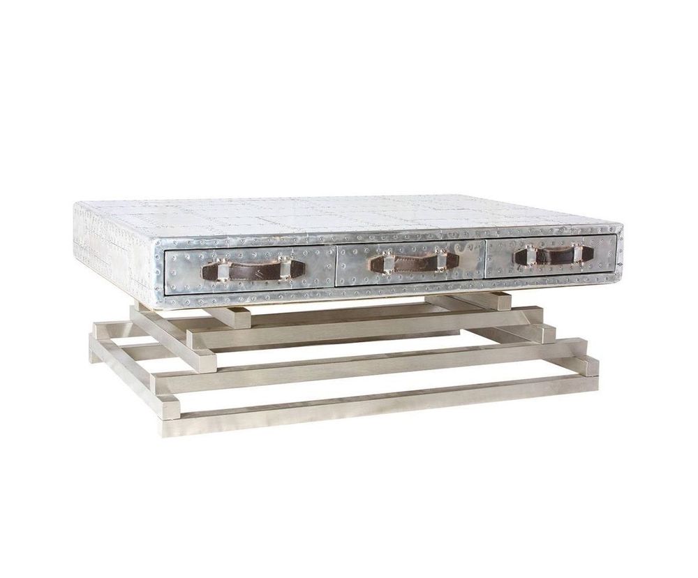 Tables basses - Table basse Aero "50" en aluminium avec 6 tiroirs - JP2B Décoration - JP2B DECORATION