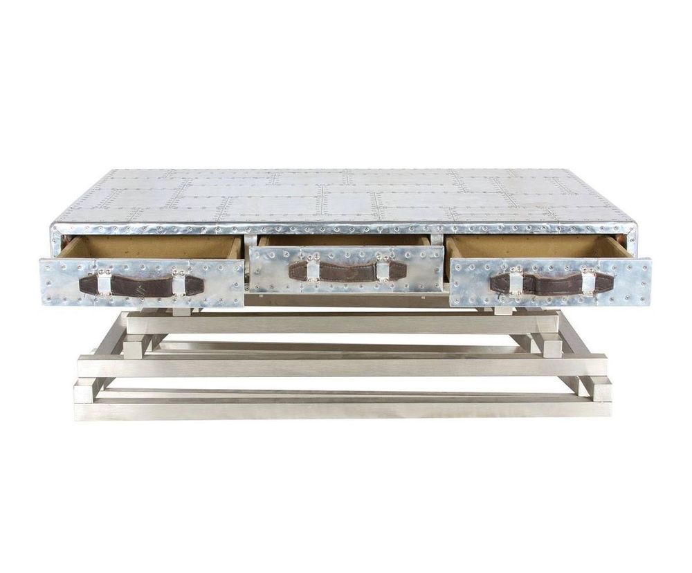 Tables basses - Table basse Aero "50" en aluminium avec 6 tiroirs - JP2B Décoration - JP2B DECORATION
