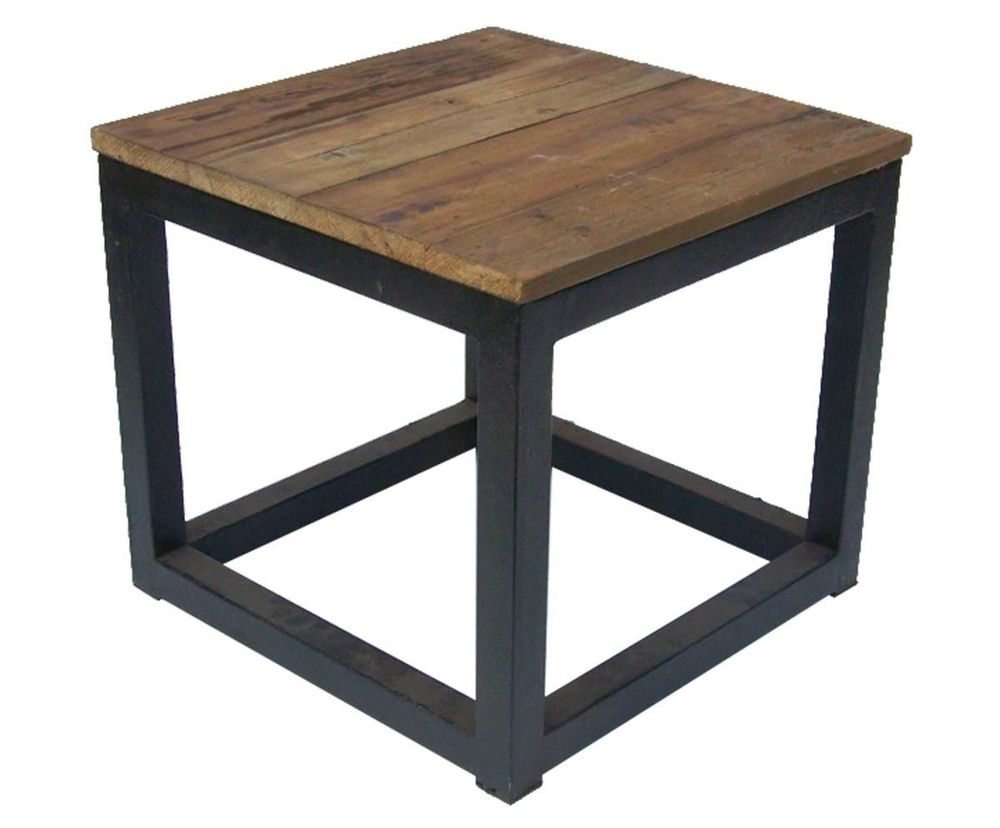Other tables - Side table, wood and metal, rustic and industrial design - JP2B DECORATION