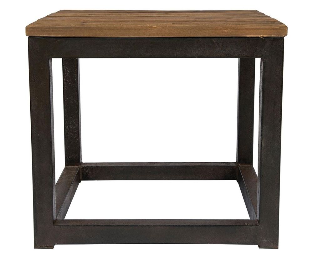 Other tables - Side table, wood and metal, rustic and industrial design - JP2B DECORATION